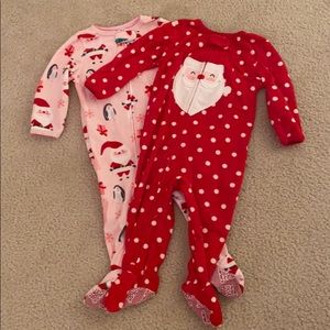 Girls footed Christmas pajamas